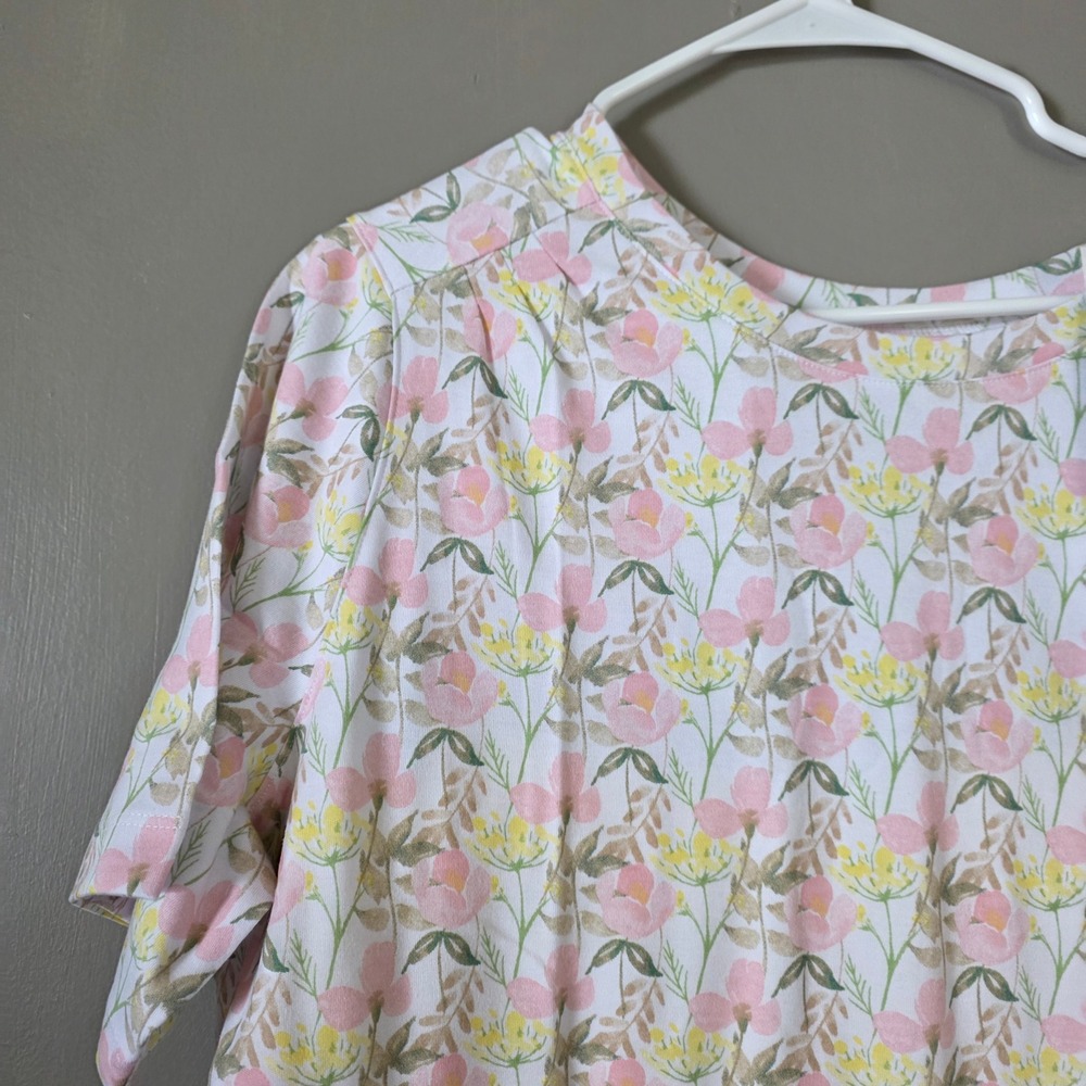 Womens Floral Yellow Shirt And Pant Set Size XL Short Sleeve Colorful Comfy - Picture 2 of 7